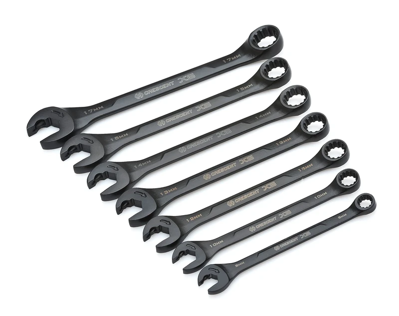 Crescent CX6RWM7 7 Piece x6 Combination Wrench Set with Ratcheting Open-End and Static Box-End, Metric, 8-17mm