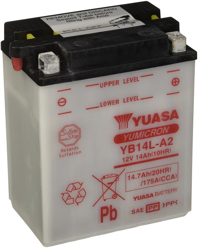 YUASA BATTERY YB14L-A2 open without acid - Image 1
