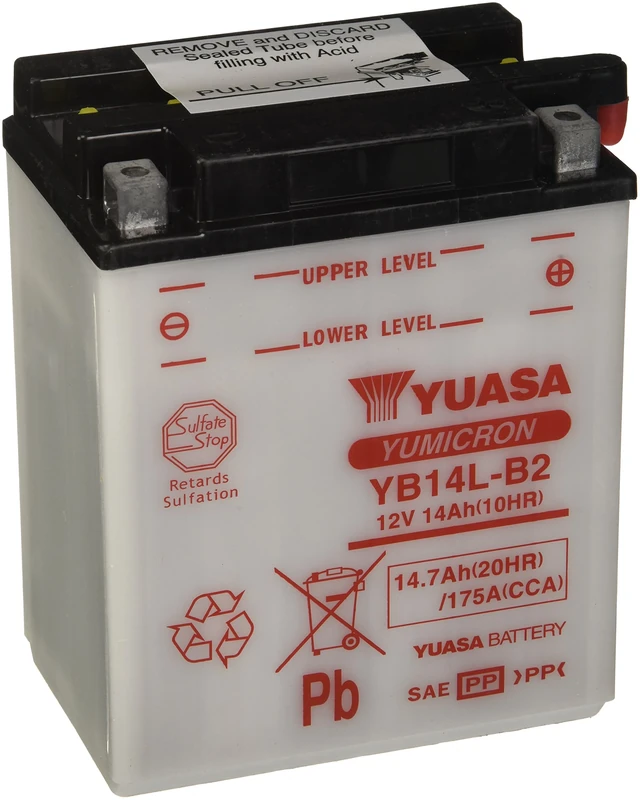 YUASA BATTERY YB14L-B2 open without acid