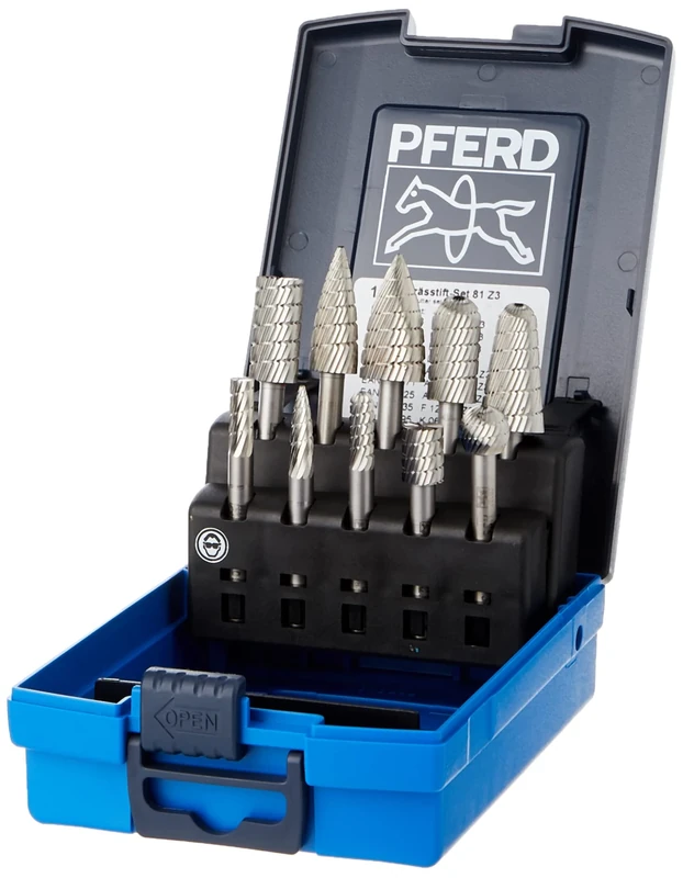 PFERD HSS Burr Set, 10 Pieces, Tooth 3, Shank Diameter 6 mm, 22900813 - for Cutting Steel, Cast Steel and Cast Iron