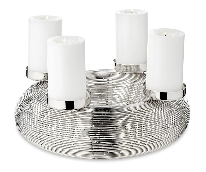 EDZARD Advent Wreath Verona, Stainless Steel Nickel-Plated, Ø 11,8 in