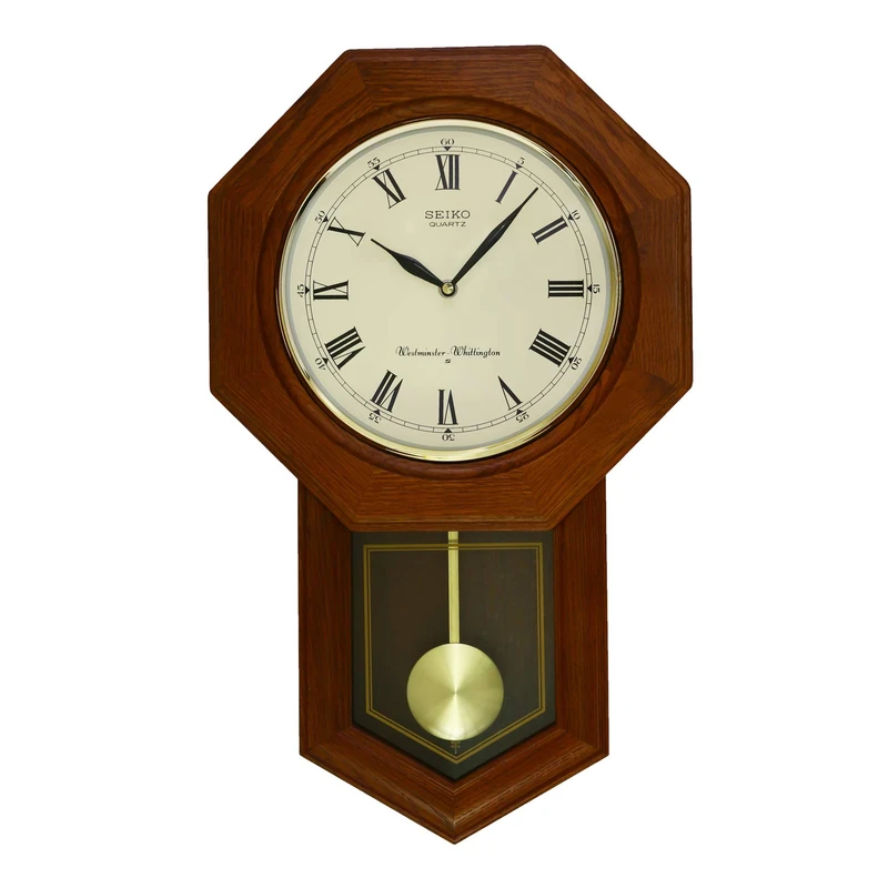 Seiko QXH102B Westminster/Whittington Dual Chime Wall Clock with Pendulum, Brown