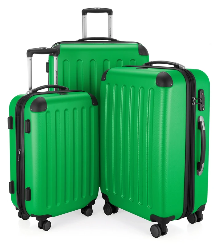 HAUPTSTADTKOFFER - Spree - Set of 3 Hard-side Luggages Glossy Suitcase Hardside Spinner Trolley Expandable (S, M & L) TSA, Applegreen