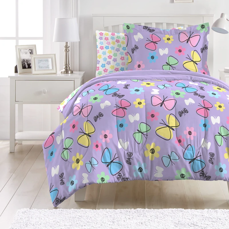 dream FACTORY Easy-Wash Super Soft Microfiber Comforter Bedding, Polyester, Multi-Colored, Full