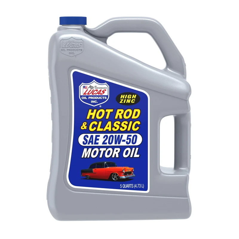 Lucas Oil 10684 SAE 20W-50 Hot Rod Oil, 4.54 Liter, Gray