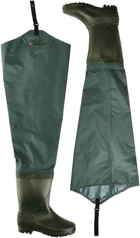 Shakespeare Sigma Nylon Hip Wader, Overalls, Waders, For Wading , Fly Fishing , Hunting , Muck Work, Unisex, Grey/Green, EU 42 | UK 8 |US 9