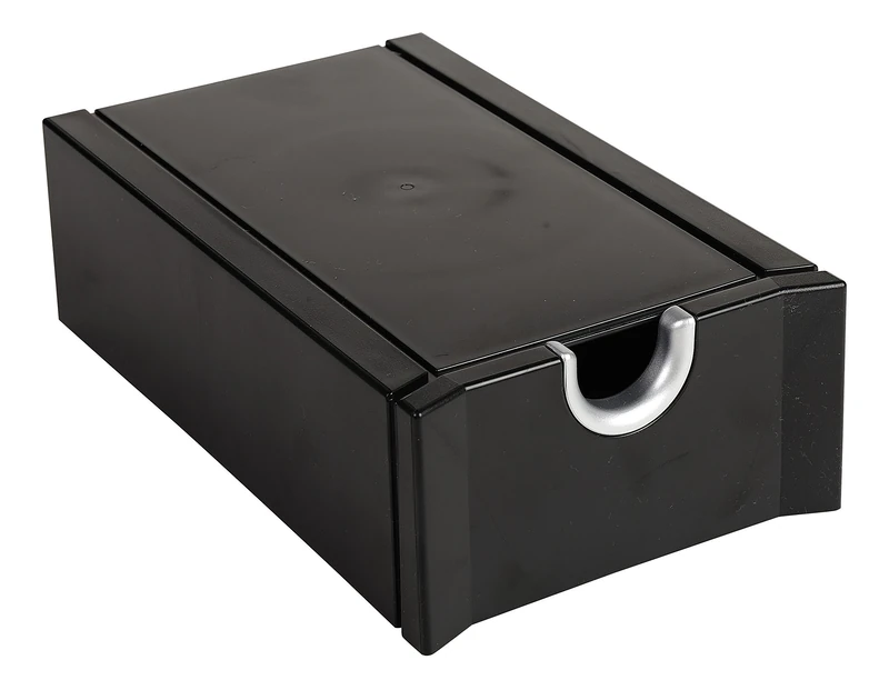 Exacompta - Ref 685411D - Exactive - ExaBusiness Business Card Box - 190 x 114 x 61mm in Size, Ribbed Base, Holds Up To 300 Business Cards - Black & Silver - Image 1