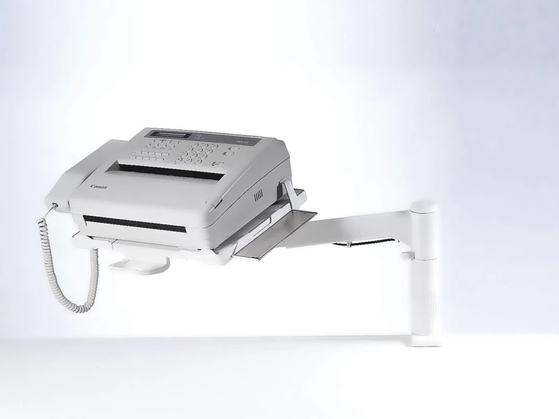 Exacompta - Ref 89340D - Adjustable Fax Machine Holder - 290 x 184 x 252mm in Size, Pivots 360 Degrees, 3 Mounting Positions, Small Front Handle - Light Grey - Image 1