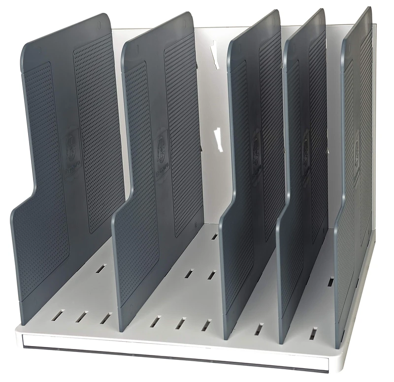 Exacompta - Ref 390740D - Modulotop Office - Vertical Sorting Rack - 300 x 288 x 255 in Size, Suitable for A4+ Documents, 5 Dividers Provided - Light Grey/Mouse Grey