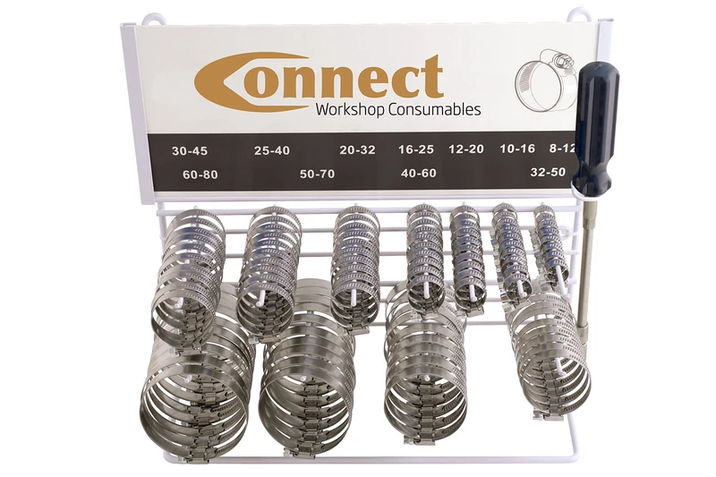 Connect 31709 SS Hose Clip Rack C/w Hose Clip Driver 110pc