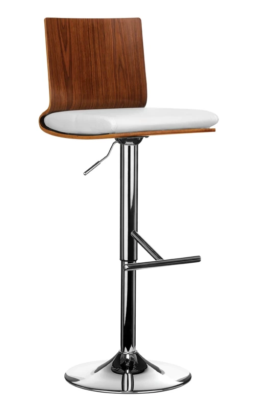 Premier Housewares Bar Chairs Stool Chair Kitchen Stool Kitchen Chairs Bar Chairs Adjustable Bar Chair Walnut White Leather back seat 102x41x46