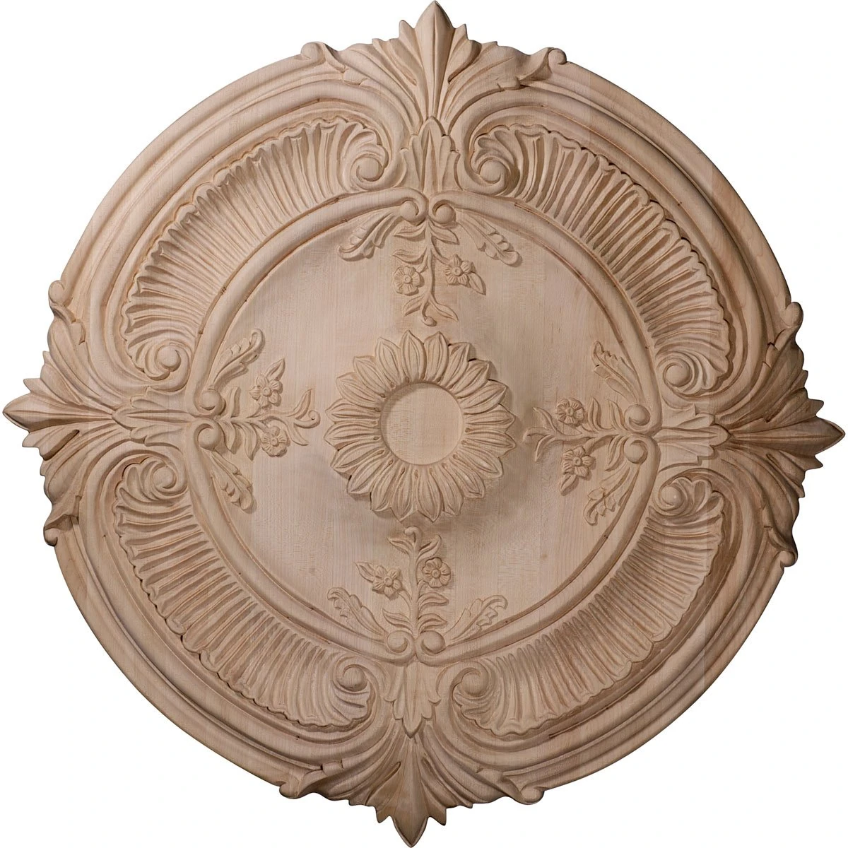 Ekena Millwork CMW20ACRO 20-Inch OD x 1 3/4-Inch P Carved Acanthus Leaf Ceiling Medallion, Red Oak