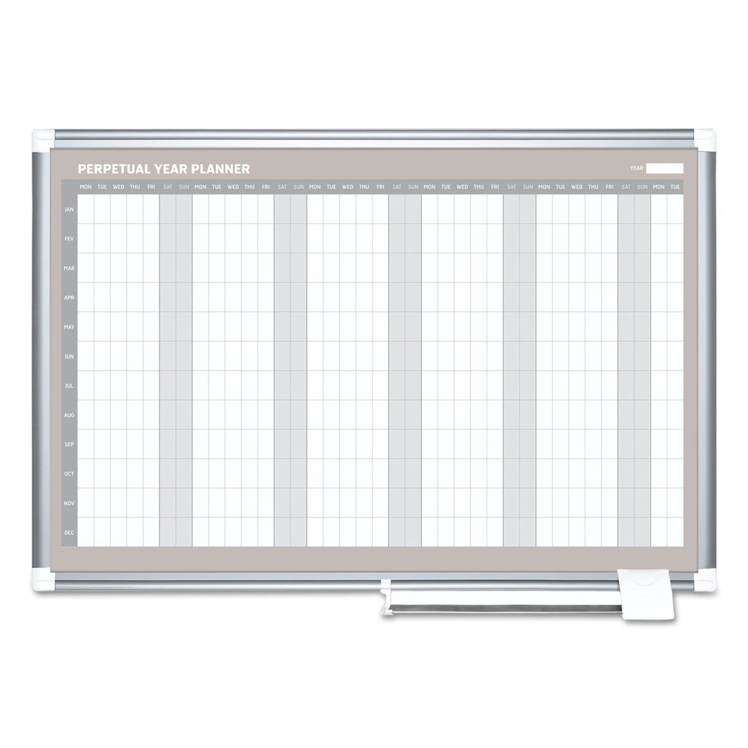MasterVision Planning Board Magnetic Dry Erase, Yearly Calendar Board with Aluminum Frame, 36" x 48"