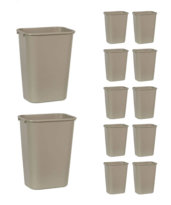 Rubbermaid Commercial Products FG295700BEIG Plastic Desk side Wastebasket, 41-1/4 quart (Pack of 12)