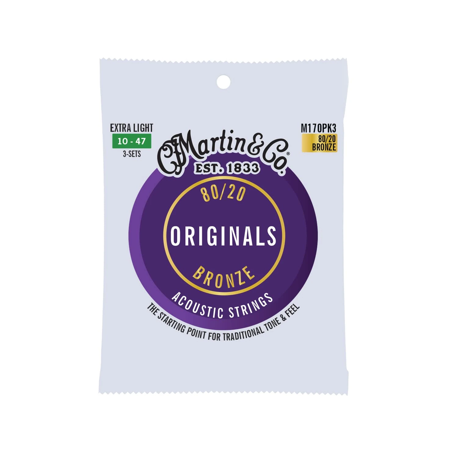 Martin Originals - M170PK3 - Acoustic 80/20 Bronze 3 Pack Extra Light (10-47)