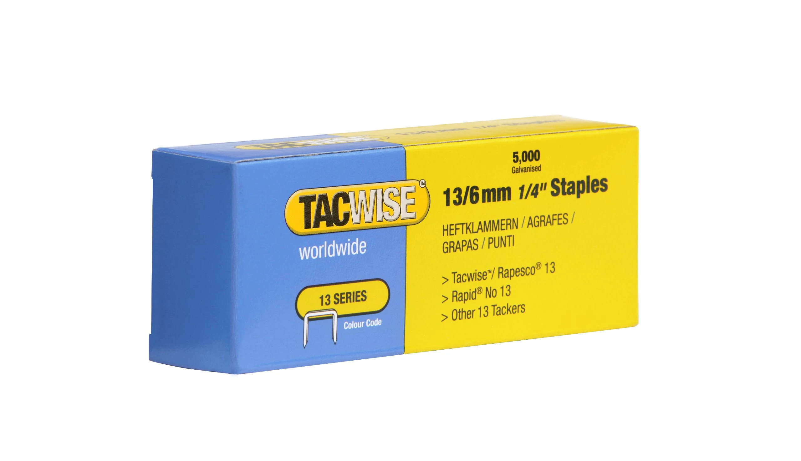 Tacwise Type 13/6mm Staples for Staple Gun (Box 5000), Silber