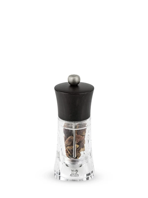 Peugeot - Madras Manual Chilli Mill - Acrylic & Beechwood, Clear & Chocolate, 14 cm
