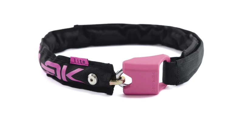 Hiplok LITE Wearable Bike/Bicycle Chain Lock - Black/Pink. Lightweight 1Kg. 75cm x 6cm with 8mm Shackle. Chain for Bicycle Lock. 10 Year Warranty