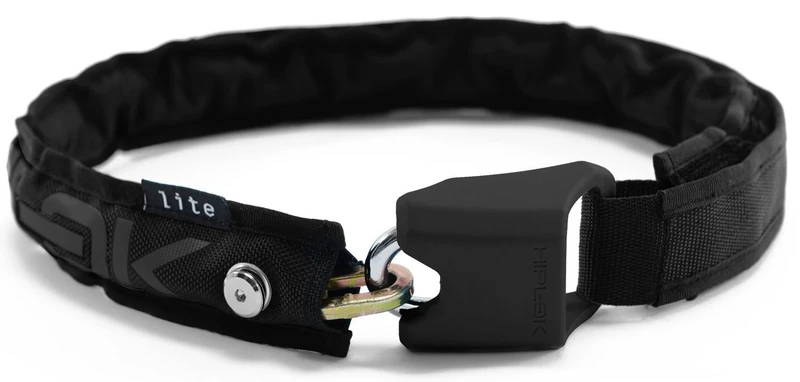 Hiplok LITE Wearable Bike Chain with Lock - Black. Lightweight 1Kg. 75cm Long, 6cm Thick, 8mm Shackle. Chain for Bicycle Lock. 10 Year Warranty