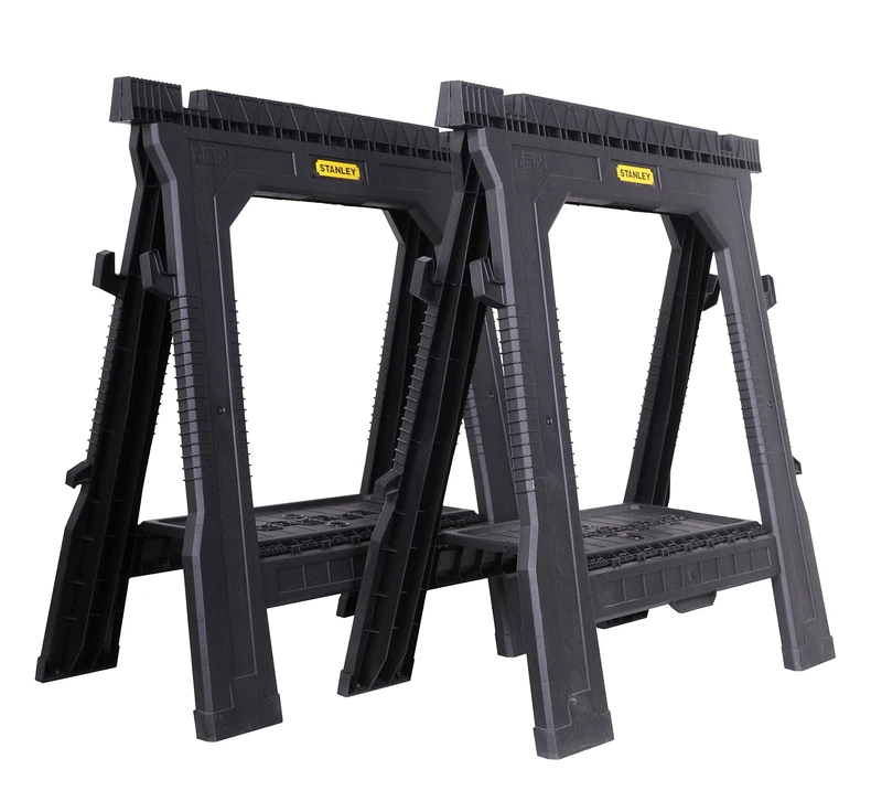 STANLEY Folding Workbench Sawhorse, Twin Pack, Ultra Cvompact, Folds Flat, Up to 450kg Max Load Capacity, STST1-70713