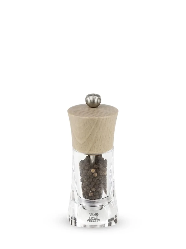 Peugeot - Oleron Manual Pepper Mill - Adjustable Grinder - Acrylic and Beechwood, Clear, 14 cm