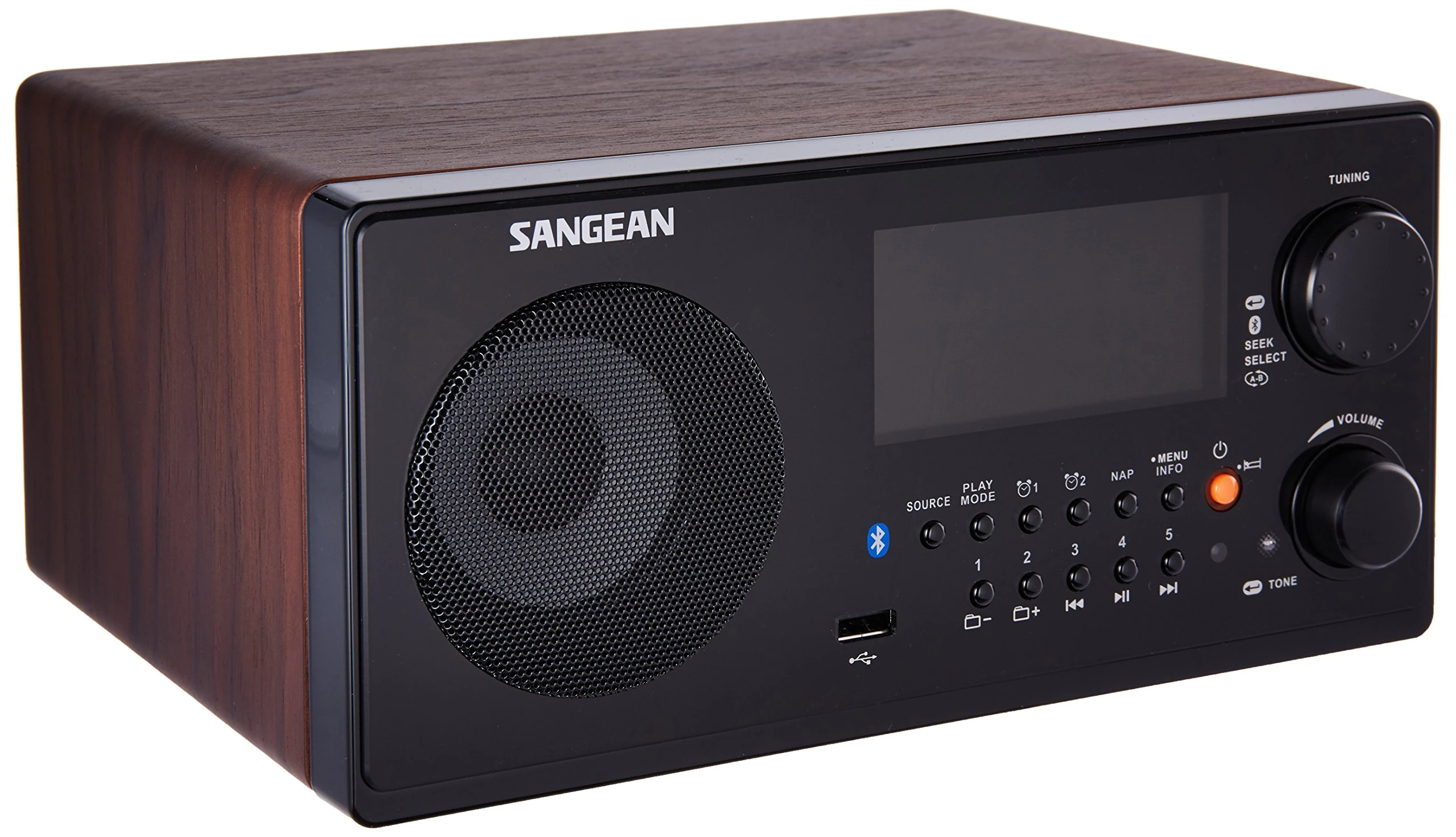 Sangean WR-22 Clock Digital Walnut Portable Radio (Clock, Digital, AM, FM, 87.5 – 108 MHz, 520 – 1710 kHz, LCD)