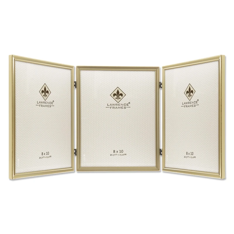 Lawrence Frames Bead Border Design, 8 x 10 Triple, Satin Gold