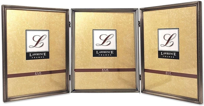 Lawrence Frames Bead Border Design, 8 x 10 Triple, Pewter