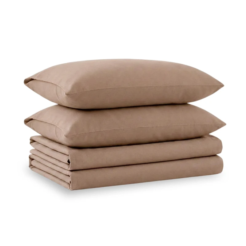 Tribeca Living Luxury Solid Flannel Deep Pocket Sheet Set, Cashmere, Full