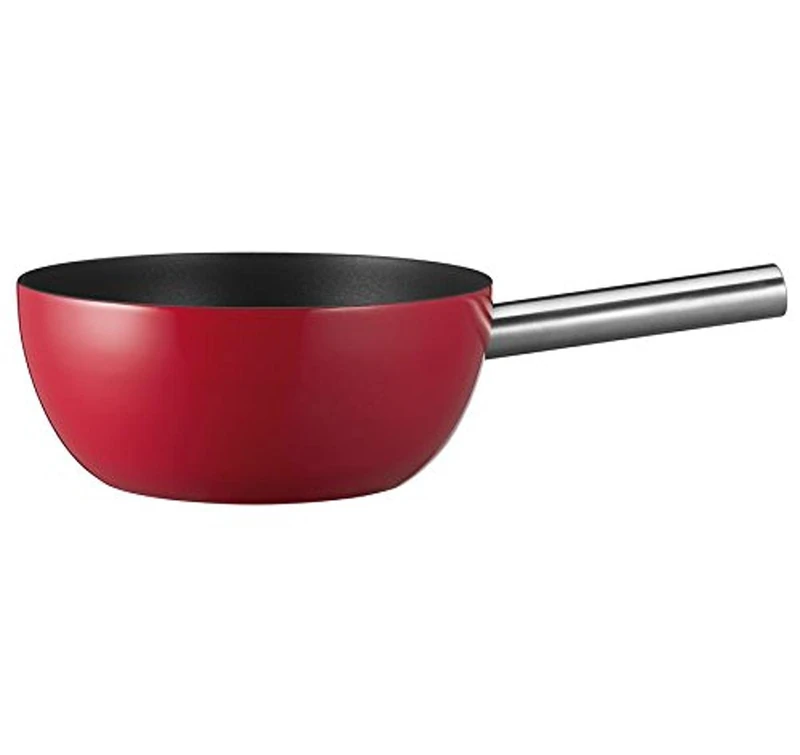 Spring Fondue Pot | Caquelon Made of Cast Aluminium | Red Enamelled | Stainless Steel Handle | Non-Stick Coating | Fondue Pot Suitable for Induction | For All Fondue Types