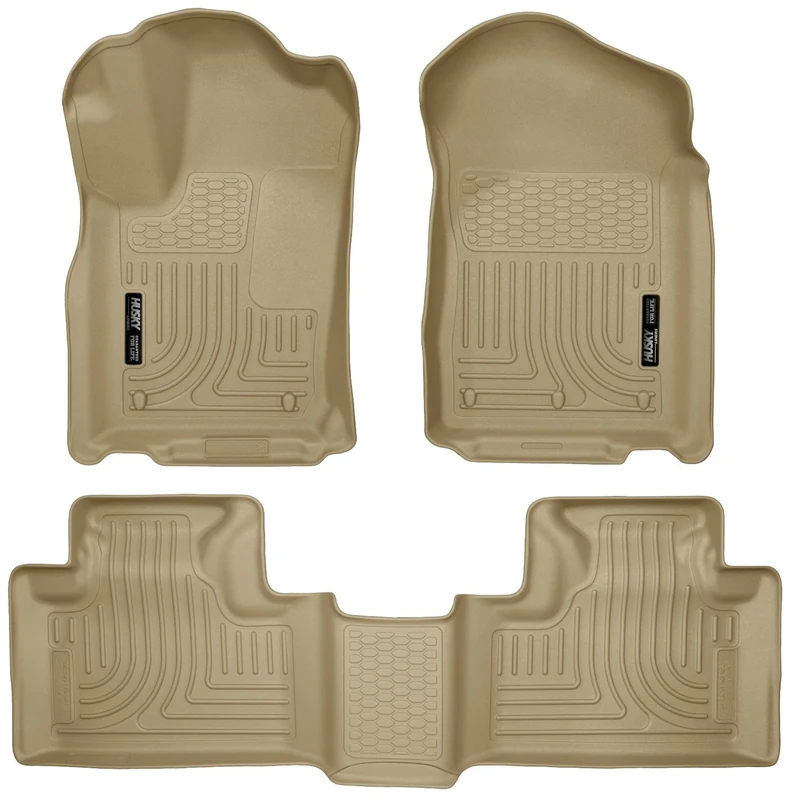 Husky Liners Weatherbeater | Fits 2011-2015 Dodge Durango/Jeep Grand Cherokee, Front & 2nd Row Floor Liners - Tan, 3 pc. | 99053