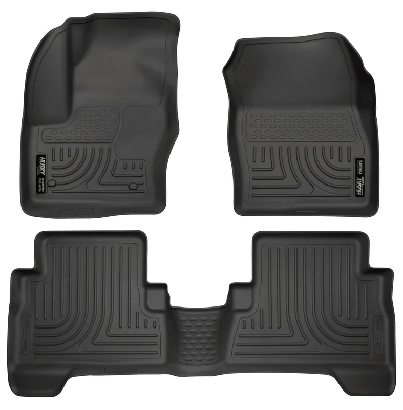 Husky Liners Weatherbeater Series | Front & 2nd Seat Floor Liners - Black | 99741 | Fits 2013-2018 Ford C-Max, 2013-2019 Ford Escape 3 Pcs