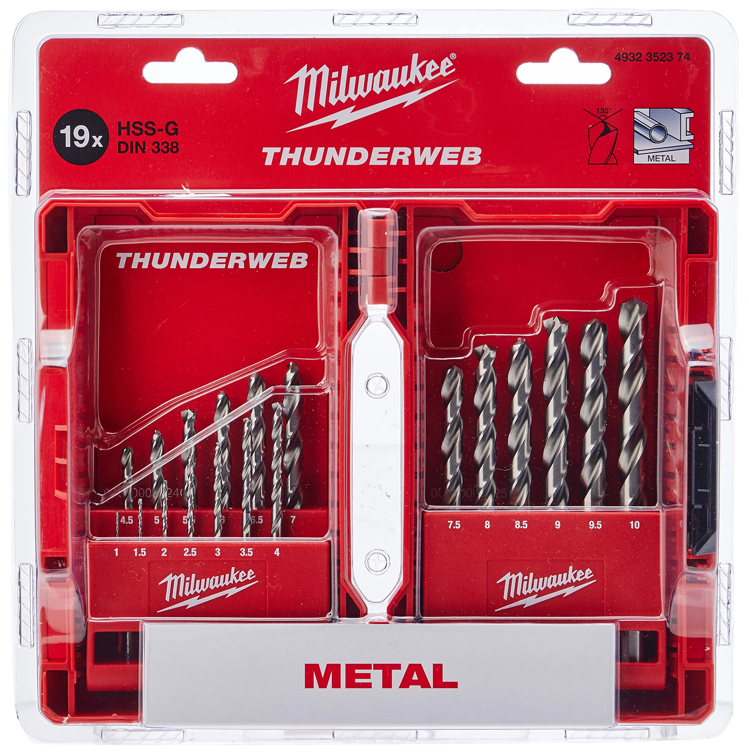Milwaukee 4932352374 Drill, Set 19 Piece 1-10mm