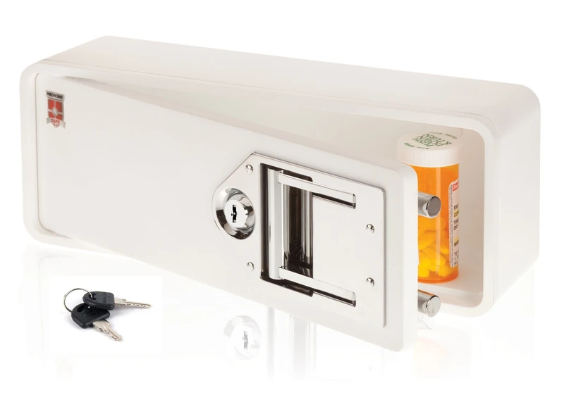 MEDICINE RX SAFE Medicine Safe-Standard Key, Alloy Steel, White, 38 Inch