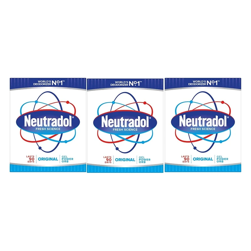 Neutradol Slow Release Gel, Air Freshener and Odour Eliminator, No Plug or Spray Needed, Original, Multipack of 3 x 135g