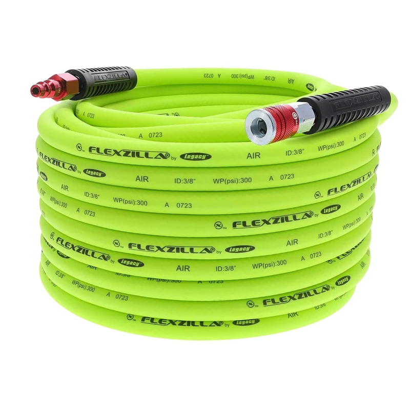 Flexzilla HFZ38100YW2-D Air Hose, ColorConnex, Type D, Red Plug & Coupler, 3/8" (inches) x 100' (feet)