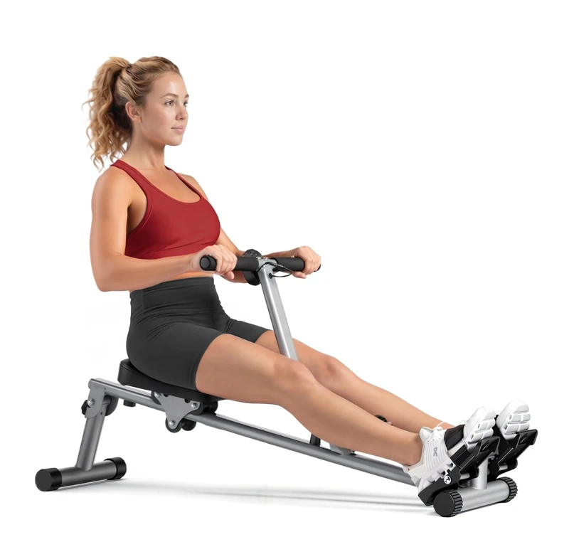 Sunny Health & Fitness SF-RW1205 12 Adjustable Resistance Rowing Machine Rower w/ Digital Monitor
