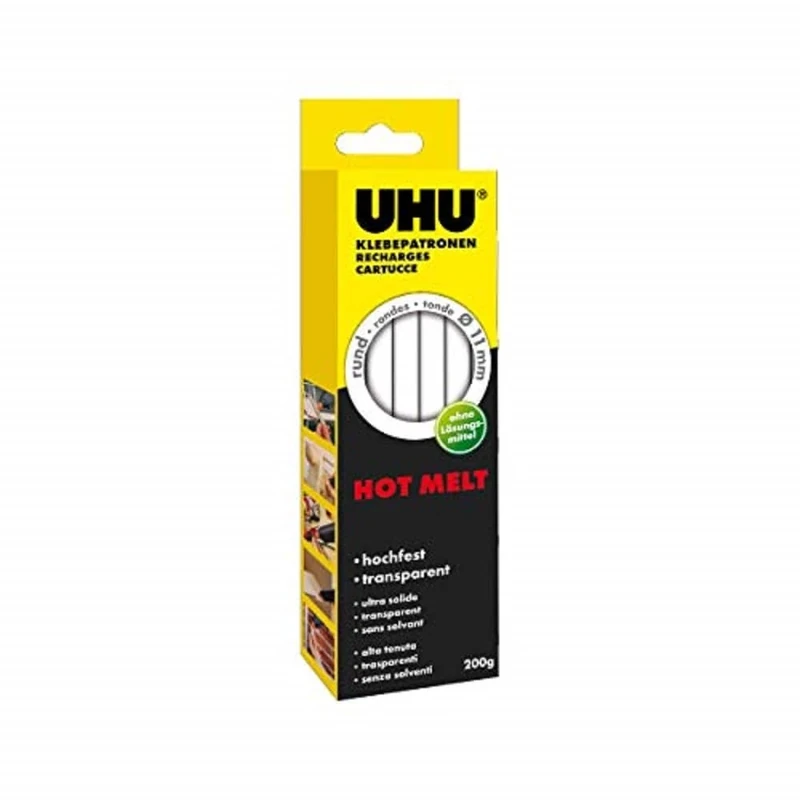 UHU Hot Melt Clear Glue Cartridges 11mm Diameter 10kg 48628
