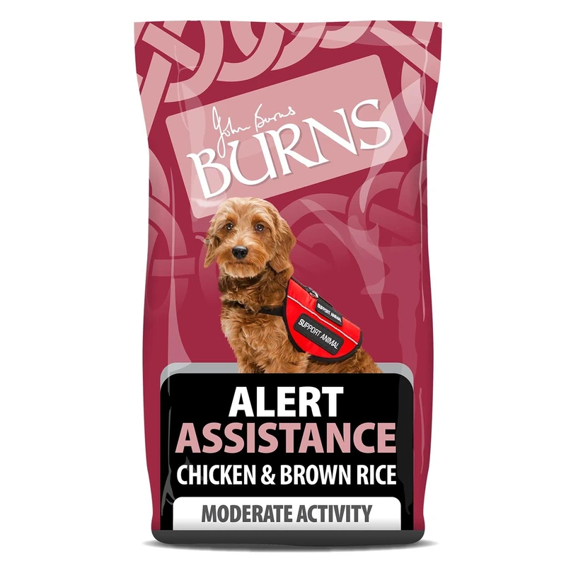 Burns Pet Nutrition Hypoallergenic Complete Dry Dog Food Adult and Senior Dog Alert Chicken and Brown Rice 12 kg