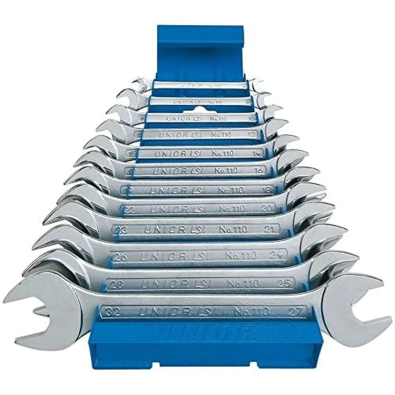 Unior 110/1MS Double Open-End Spanner Set with Metal Stand 6-32/12