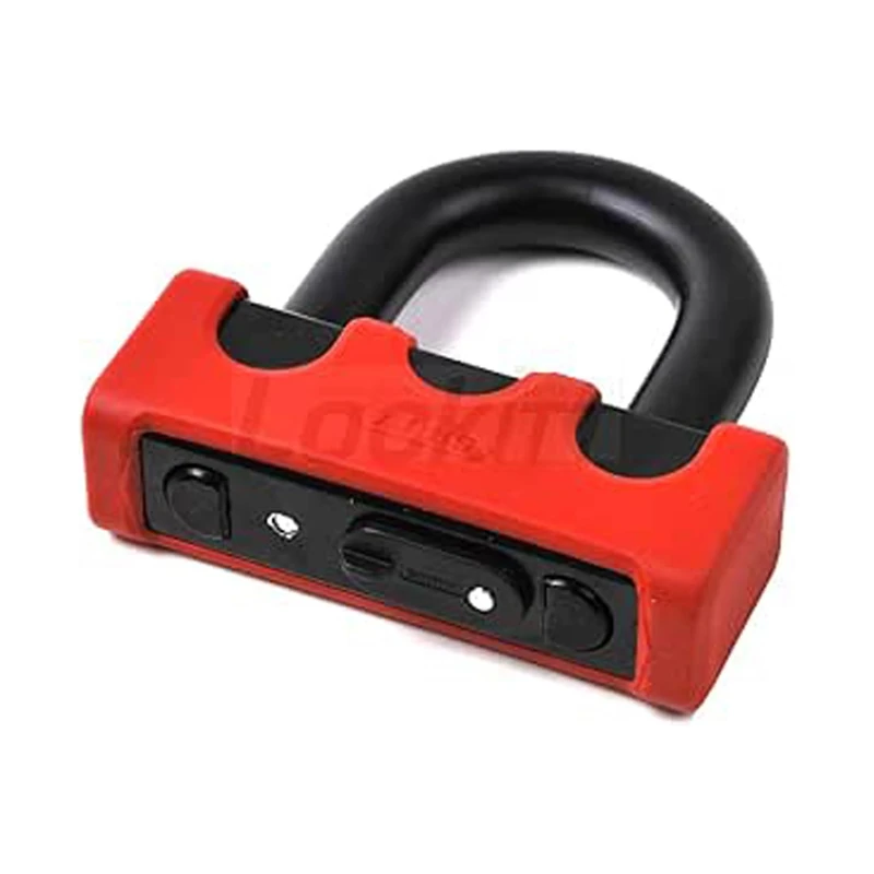 ABUS motorbike brake disc lock GRANIT™ Power XS 67 with XPlus™ cylinder - Motorbike lock with double shackle locking and reminder cable - Motorbike accessories - Red