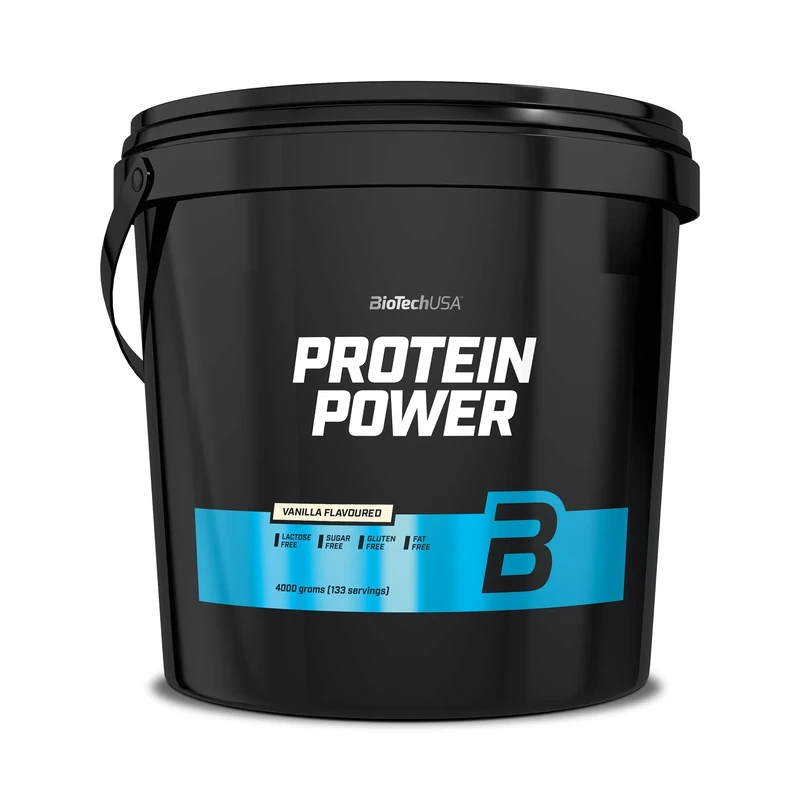 BioTechUSA Protein Power | High Protein, Sugar-Free, Lactose-Free, Gluten-Free | Added Creatine, 4 kg, Vanilla