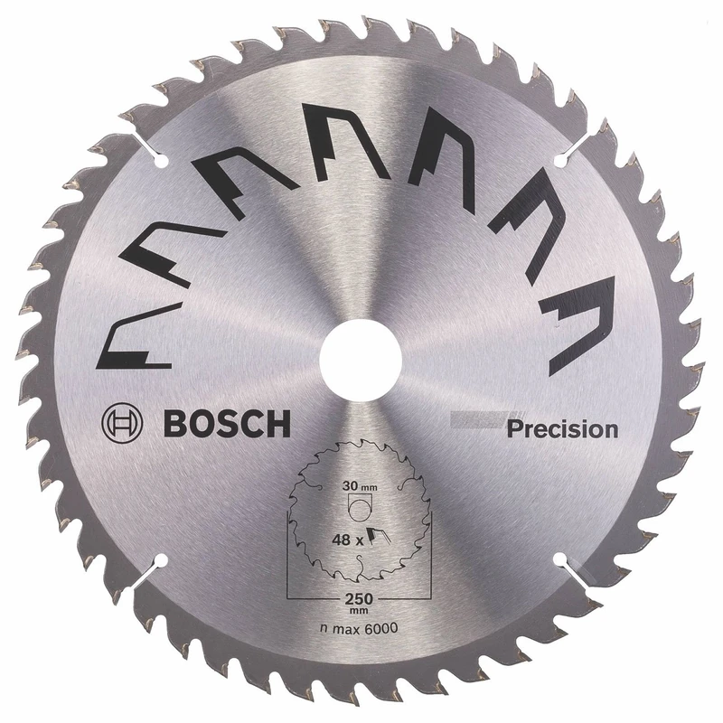 Bosch 1x Circular Saw Blade Precison (for Wood, Ø 250 x 3.2/2.2 x 30 mm, 48 Teeth, ATB , Accessories for Circular Saws)