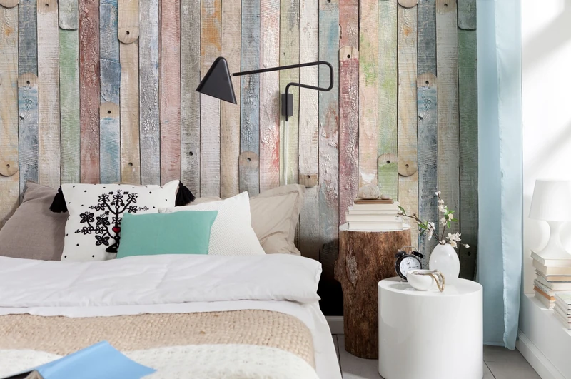 Komar 4-910 184 x 254 cm Vintage Wood Textured Mural Wallpaper - Neutral (4-Piece)