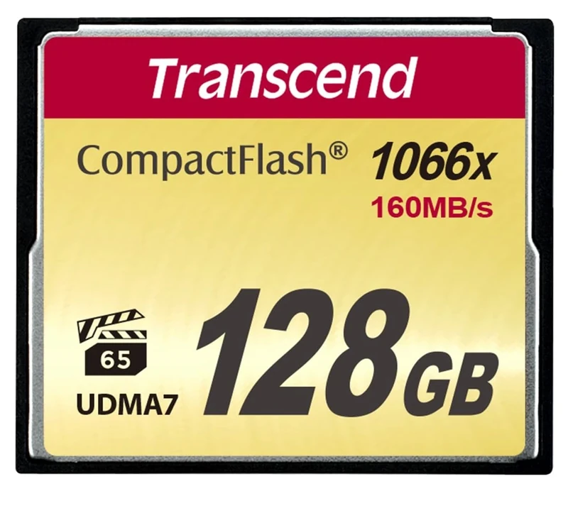 Transcend 128GB CompactFlash 1000 Memory Card,Up to 160/120 MB/s,Supports High-Speed Ultra DMA Transfer Mode 7,appropriate - Ultra-High Resolution Full HD,3D and 4K UHDTV Video Recording TS128GCF1000