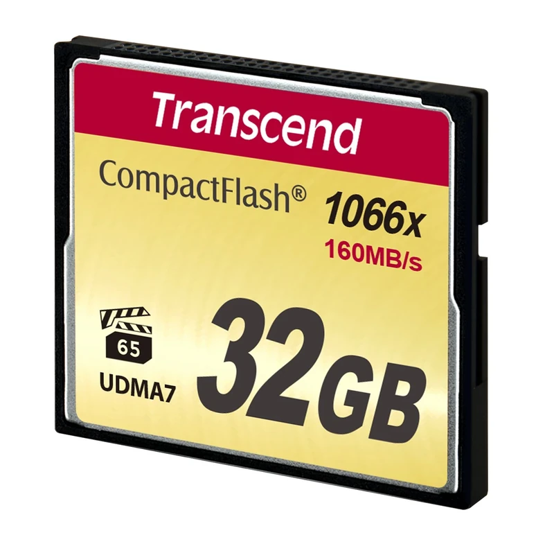 Transcend 32GB CompactFlash 1000 Memory Card, Up to 160/120 MB/s, Supports High-Speed Ultra DMA Transfer Mode 7, Ideal for Ultra-High Resolution Full HD, 3D and 4K UHDTV Video Recording TS32GCF1000