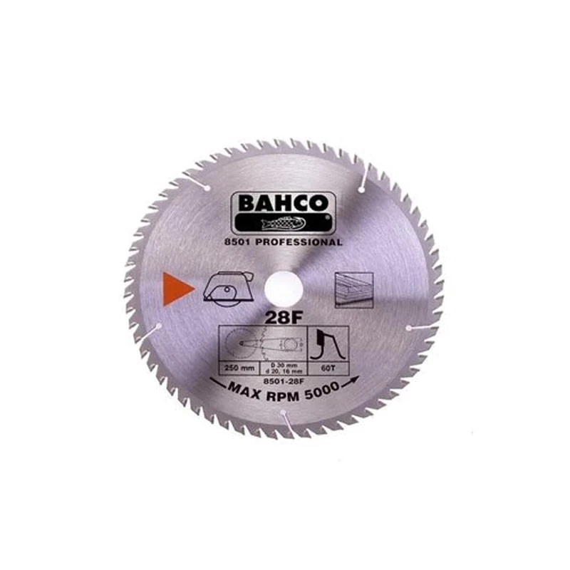 Bahco 8501-30F Circular Saw Blade with 60 Teeth for Wood, 0 V, Silver, 300 mm