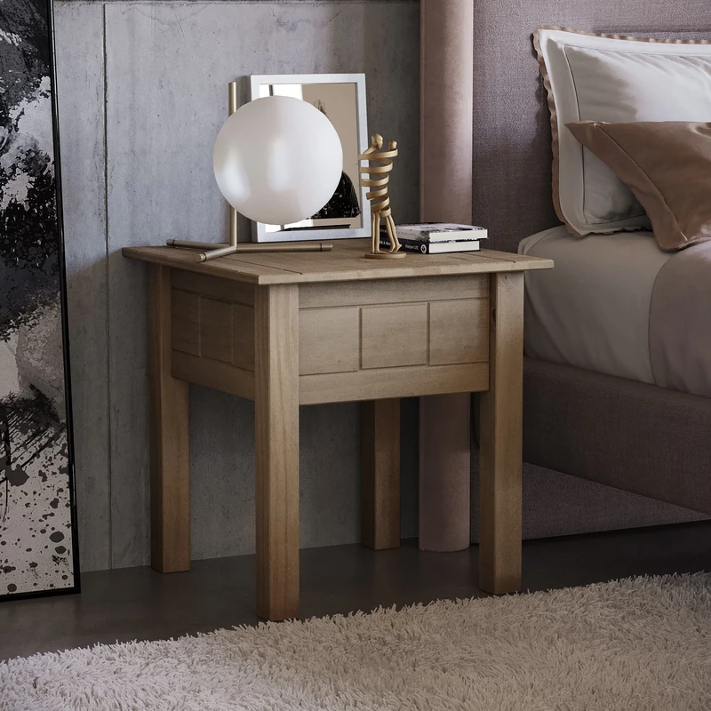 Vida Designs Panama Lamp Table, Natural Oak