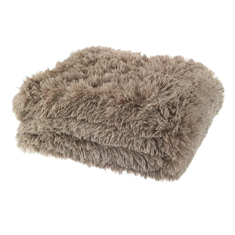Catherine Lansfield Cuddly Deep Pile 150x200cm Blanket Throw Natural
