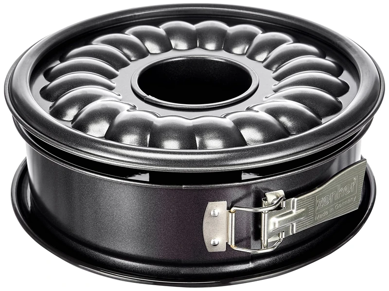 Zenker "Deluxe Springform with Flat and Tubular Base, Enamel, Black/Metallic, 26 cm Diameter
